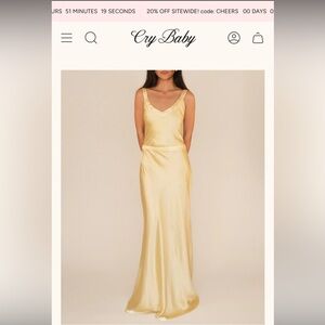 Elegant Butter Yellow Satin Gown